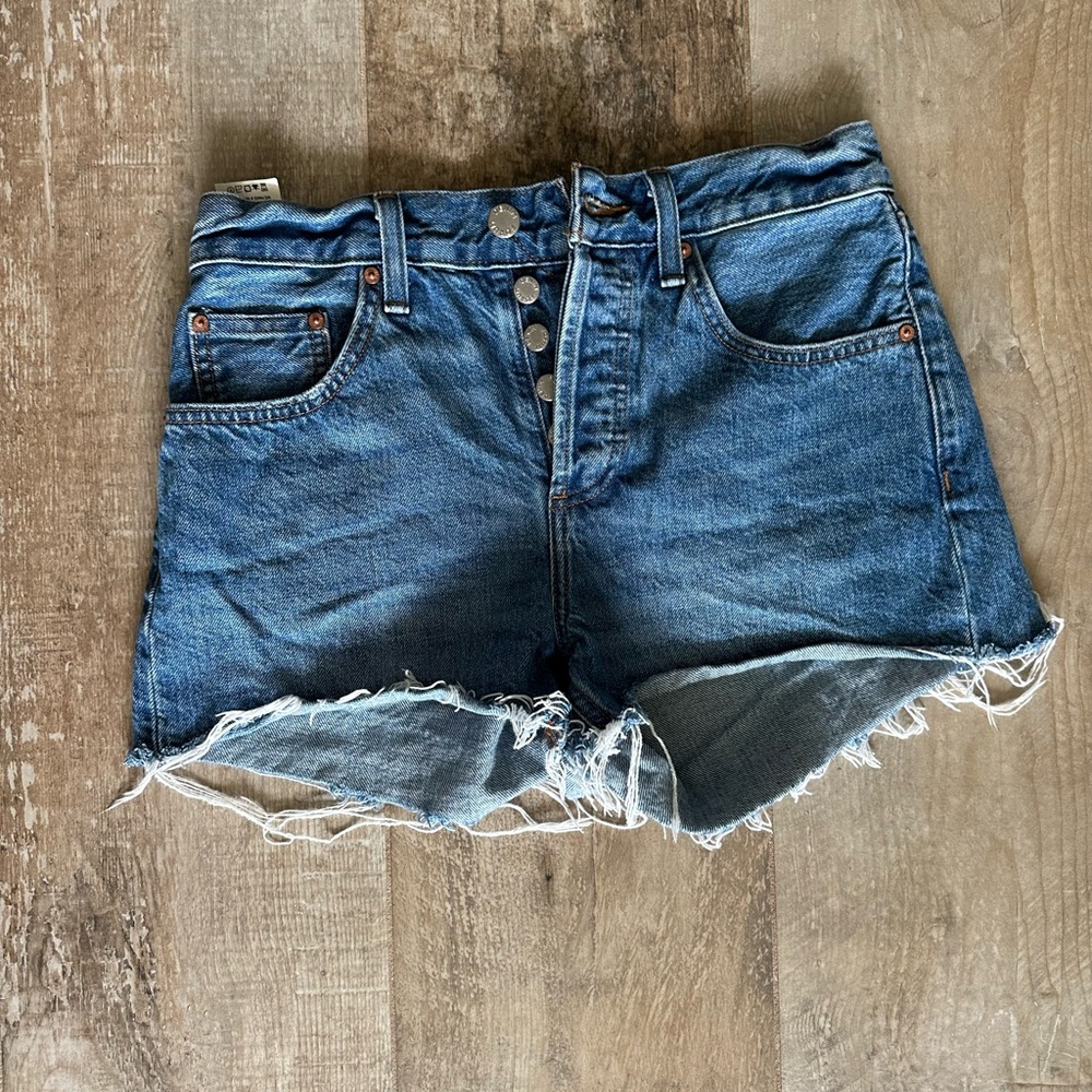 Aritzia Blue Jean Shorts High-Waisted Cut-Offs